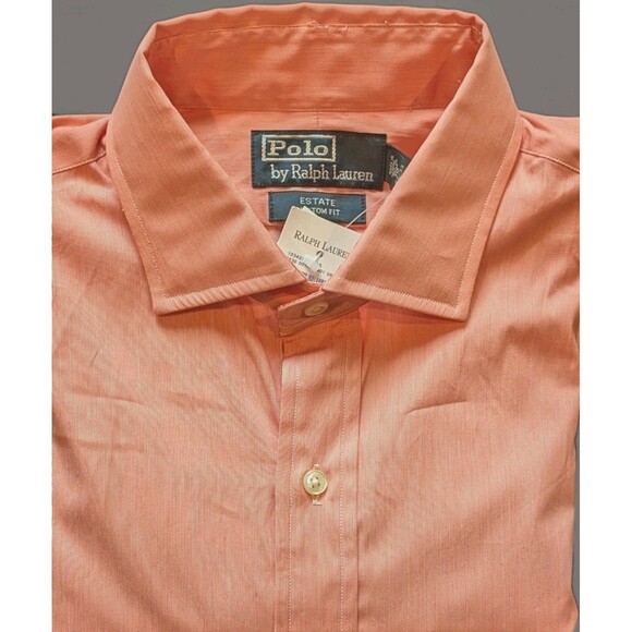 NEW Polo Ralph Lauren Estate Custom Fit LS Shirt Size 16 32/33 Orange Coral NWT - Picture 4 of 11
